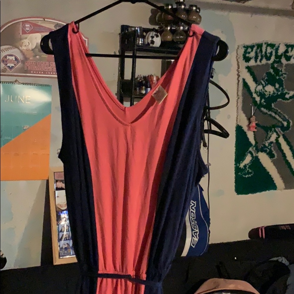 Navy and pink maxi dress